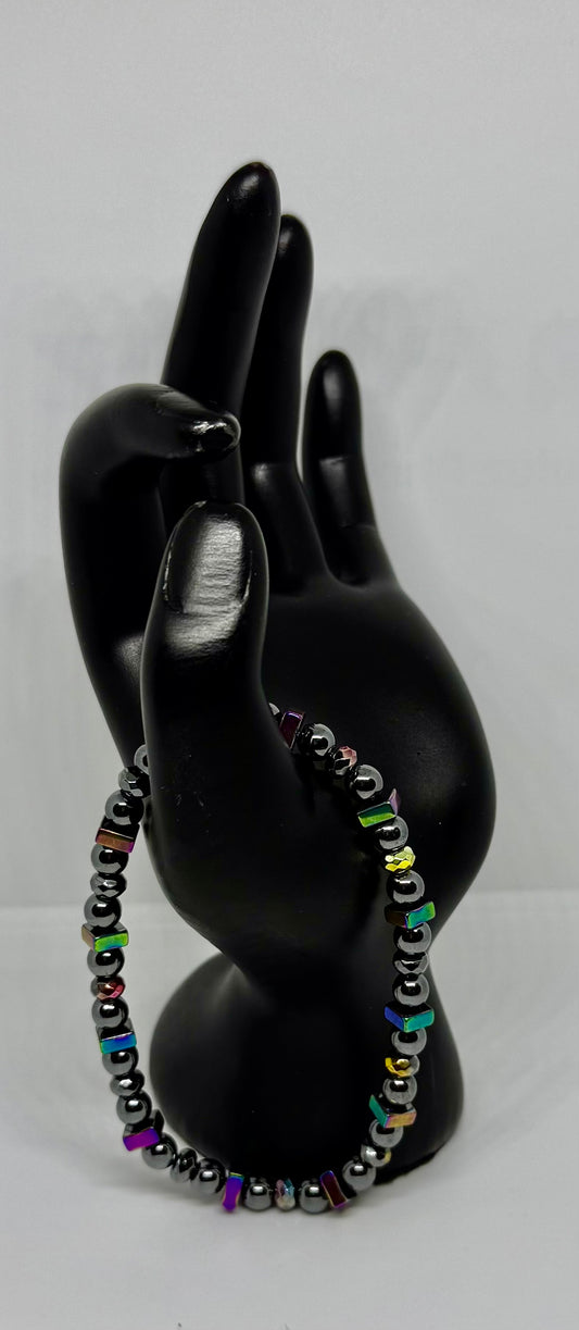 Gunmetal and Rainbow Hematite