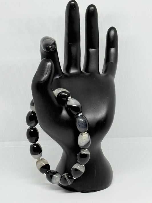 Black and White Barrel  Agate