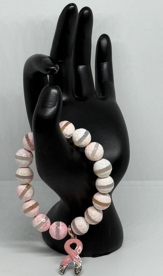 Pink Ribbon and Tibetan Agate